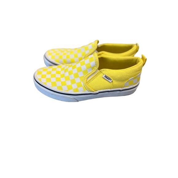 VANS slip on shoes kids size 3 yellow checkered - Picture 1 of 12